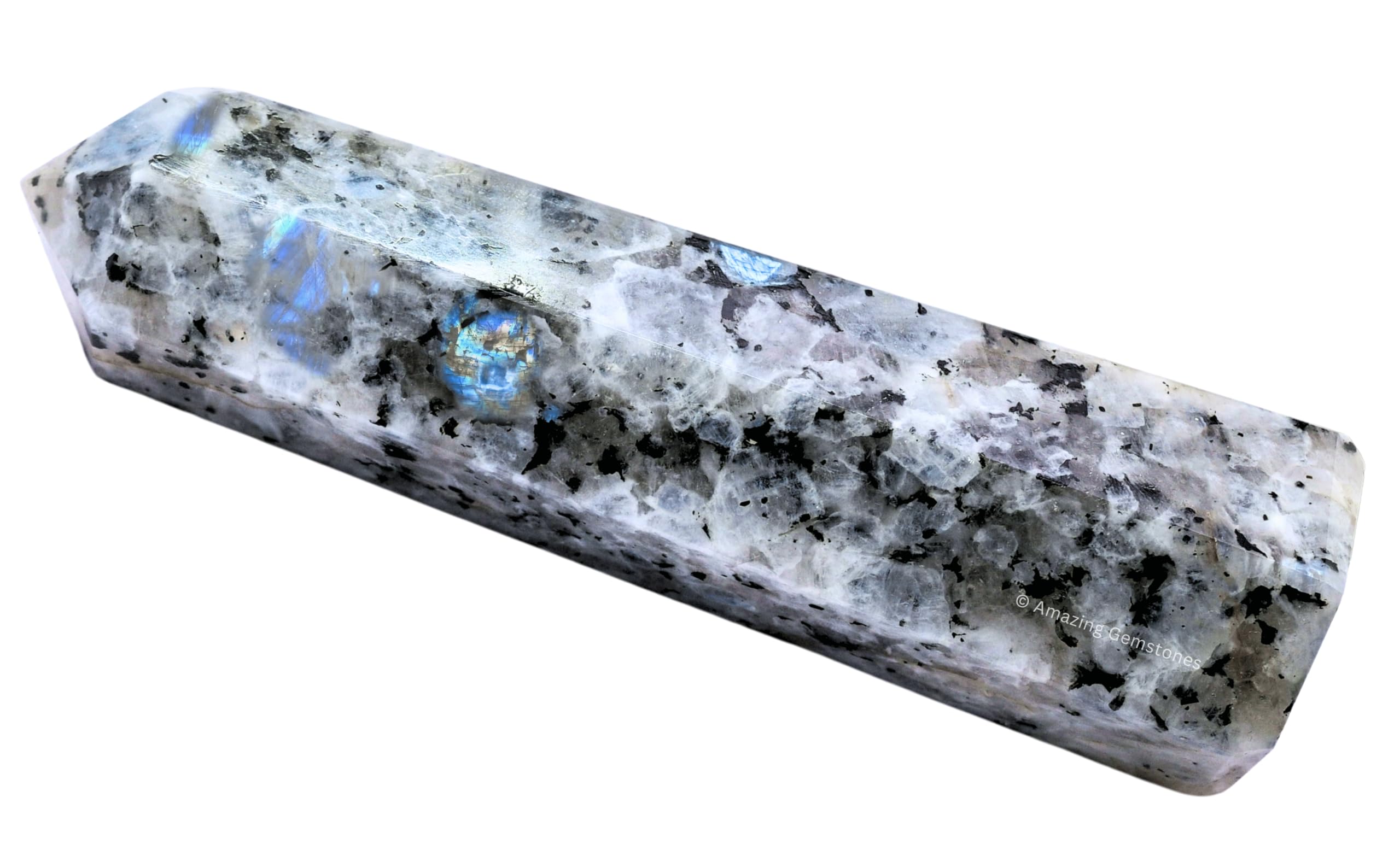 Torre cristal Moonstone arcoiris de Amazing Gemstone, potencia concentración y claridad.