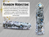Torre Moonstone arcoiris de Amazing Gemstone para rejilla de cristal y meditaciones.