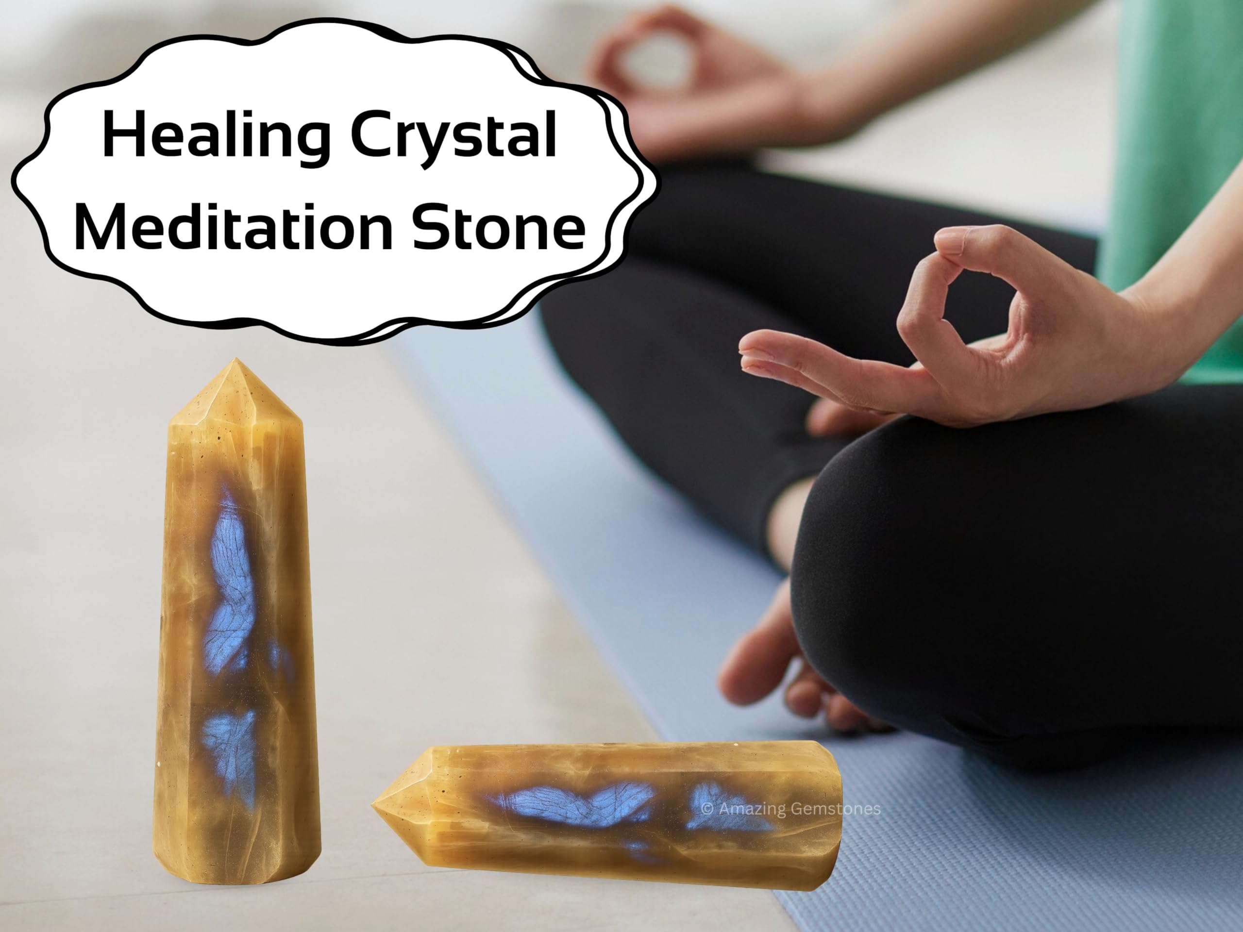 Amazing Gemstone obelisco de cristal energizante para balance emocional en el espacio.