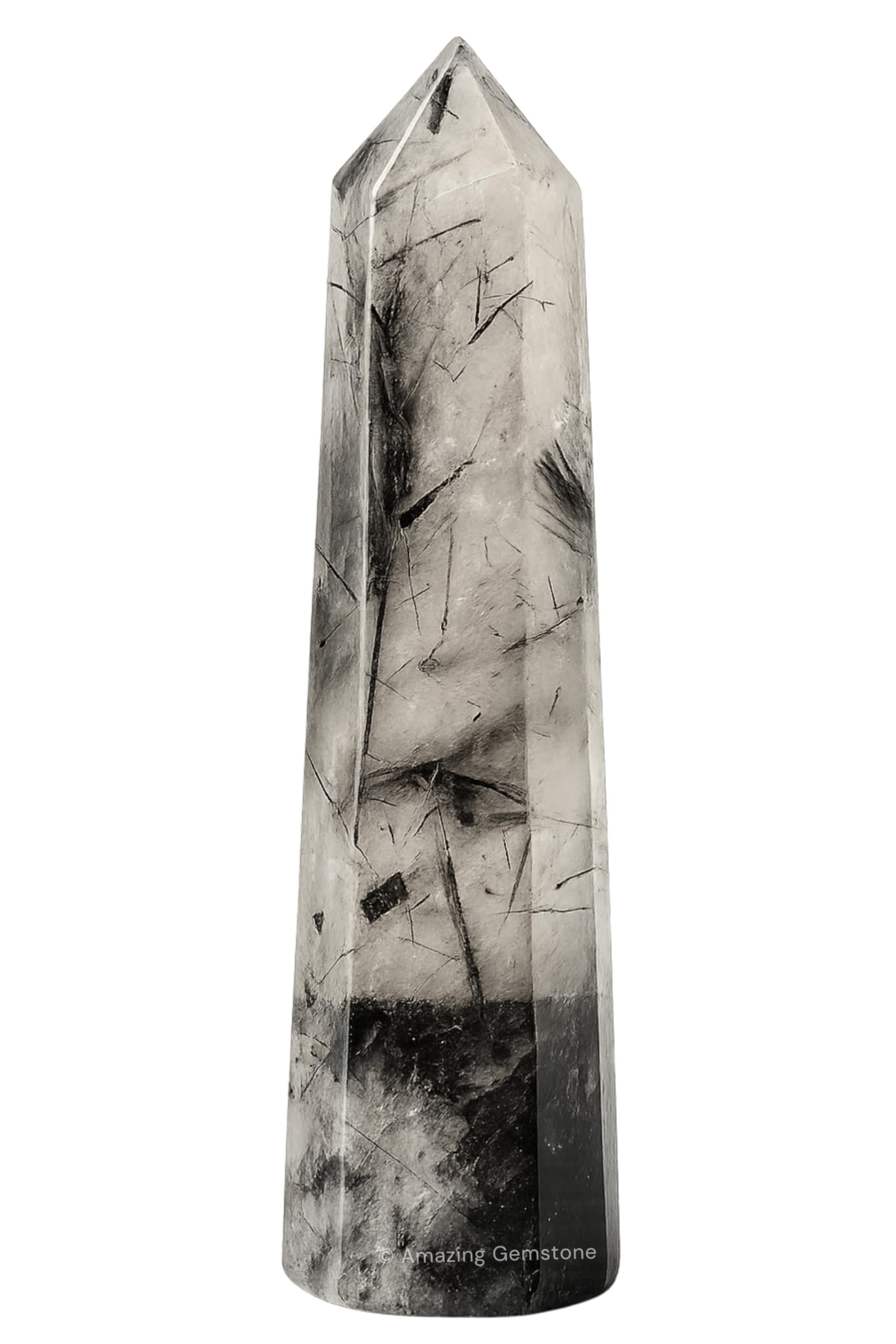 Amazing Gemstone torre en cuarzo rutilado negro para energía revitalizante en tu espacio.