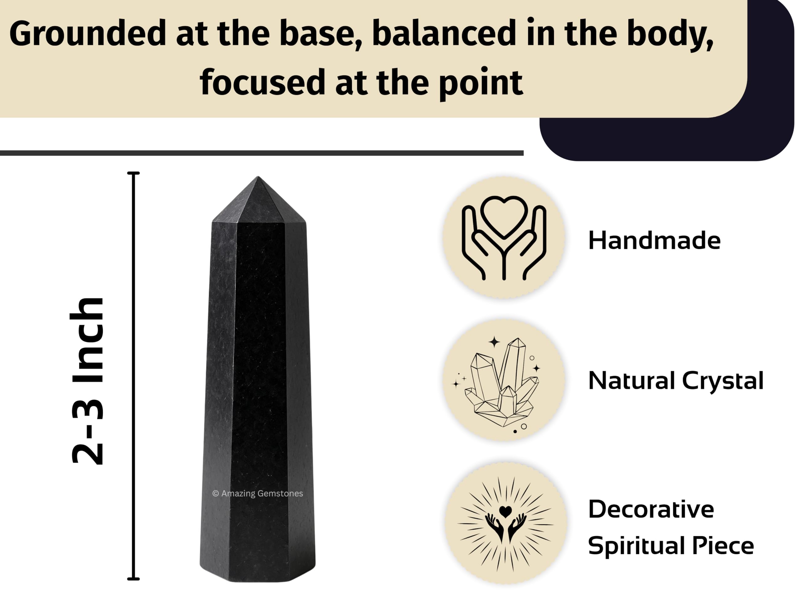 Amazing Gemstone torre-cristal-tourmalina-negra ayuda a aprovechar energía positiva