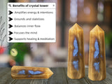 Amazing Gemstone uso Reiki: torre cristal Sun Moonstone para sesiones tranquilas.