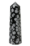 Amazing Gemstone torre de obsidiana nieve para reenergizar espacios y enfoque.