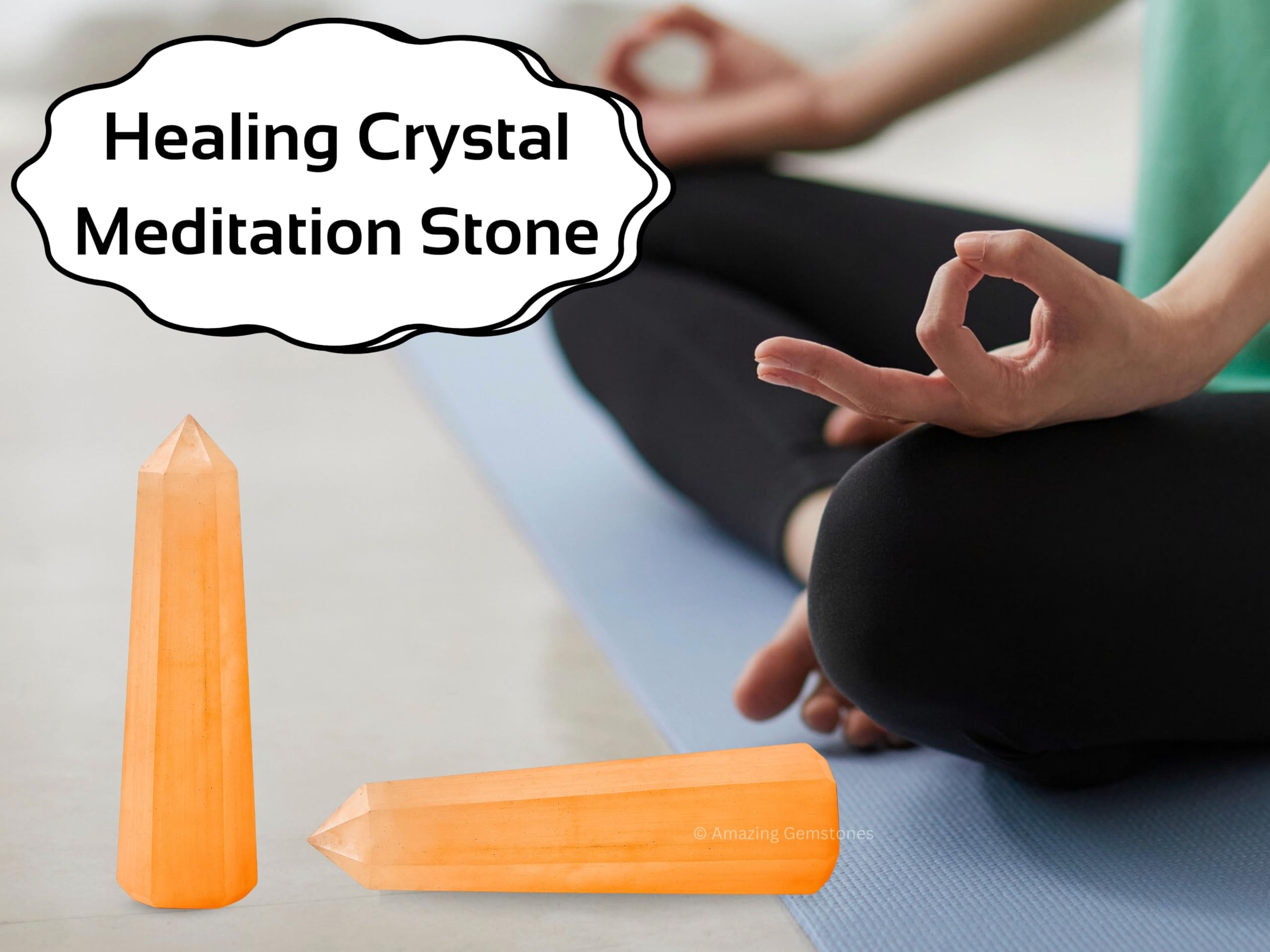 Amazing Gemstone torres selenita naranja para purificar y facilitar meditaciones