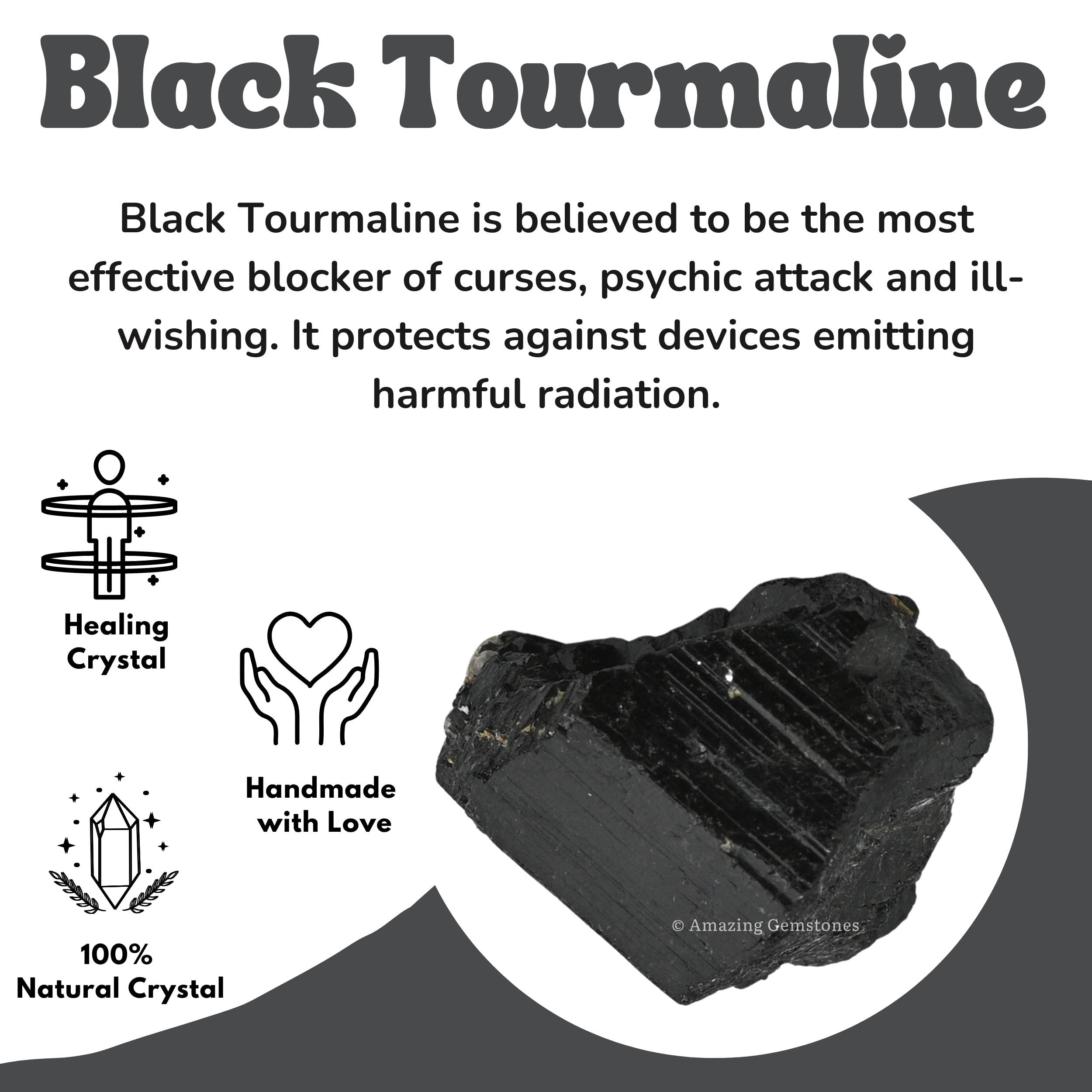 Amazing Gemstone turmalina negra para proyectos artesanales y pulido creativo.