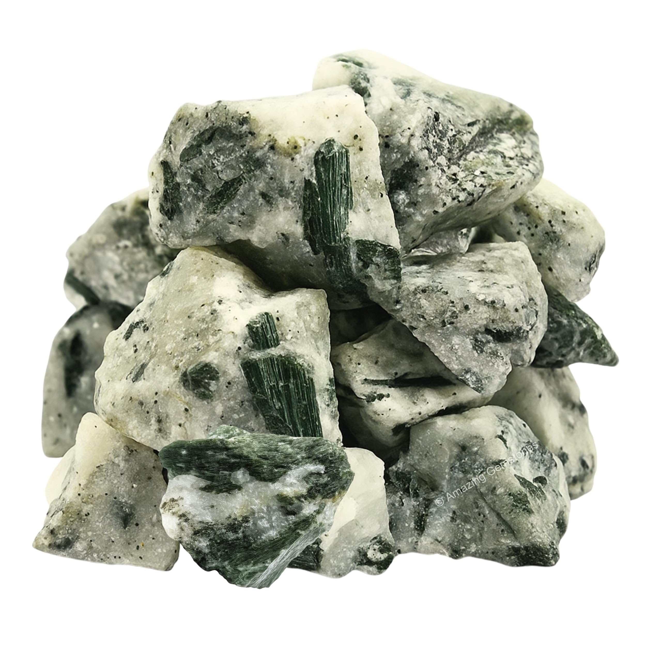 Amazing Gemstone turmalina verde con cuarzo crudo, certificado de autenticidad incluido.