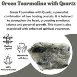 Amazing Gemstone turmalina verde con cuarzo crudo, acabado natural sin tratar.