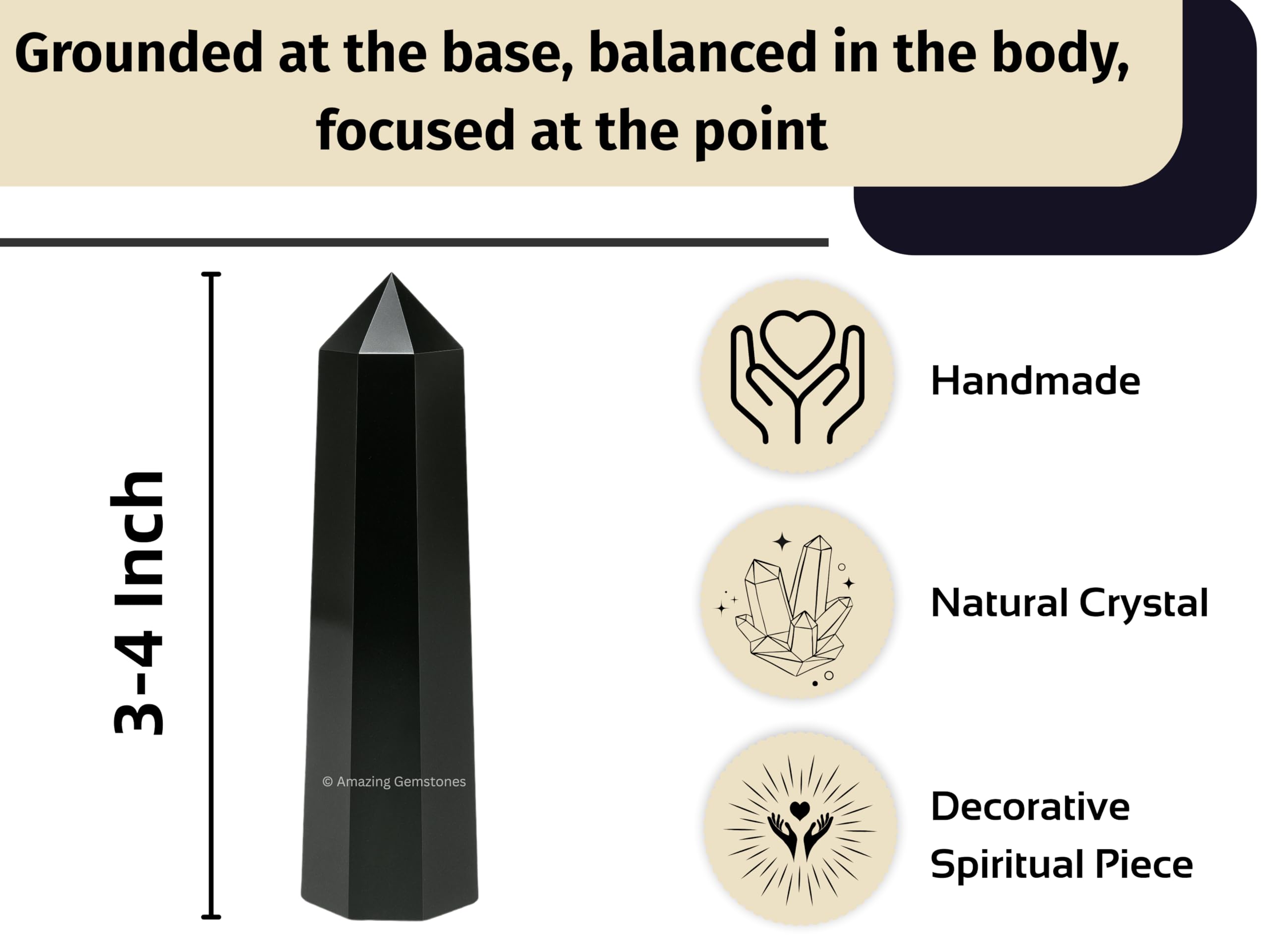 Amazing Gemstone uso Reiki con obsidiana negra para balance emocional.
