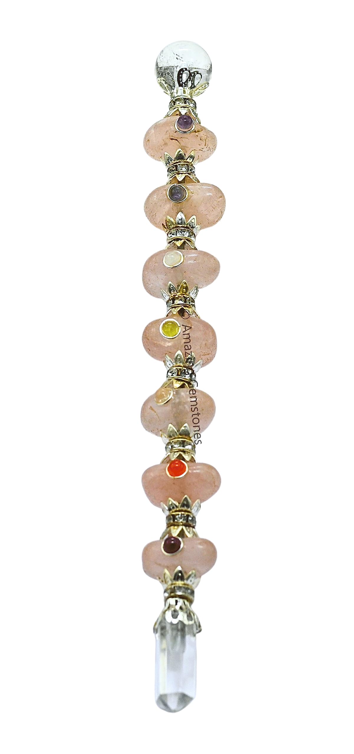 Amazing Gemstone varita cristal cuarzo rosa para magia y hechizos con intención.