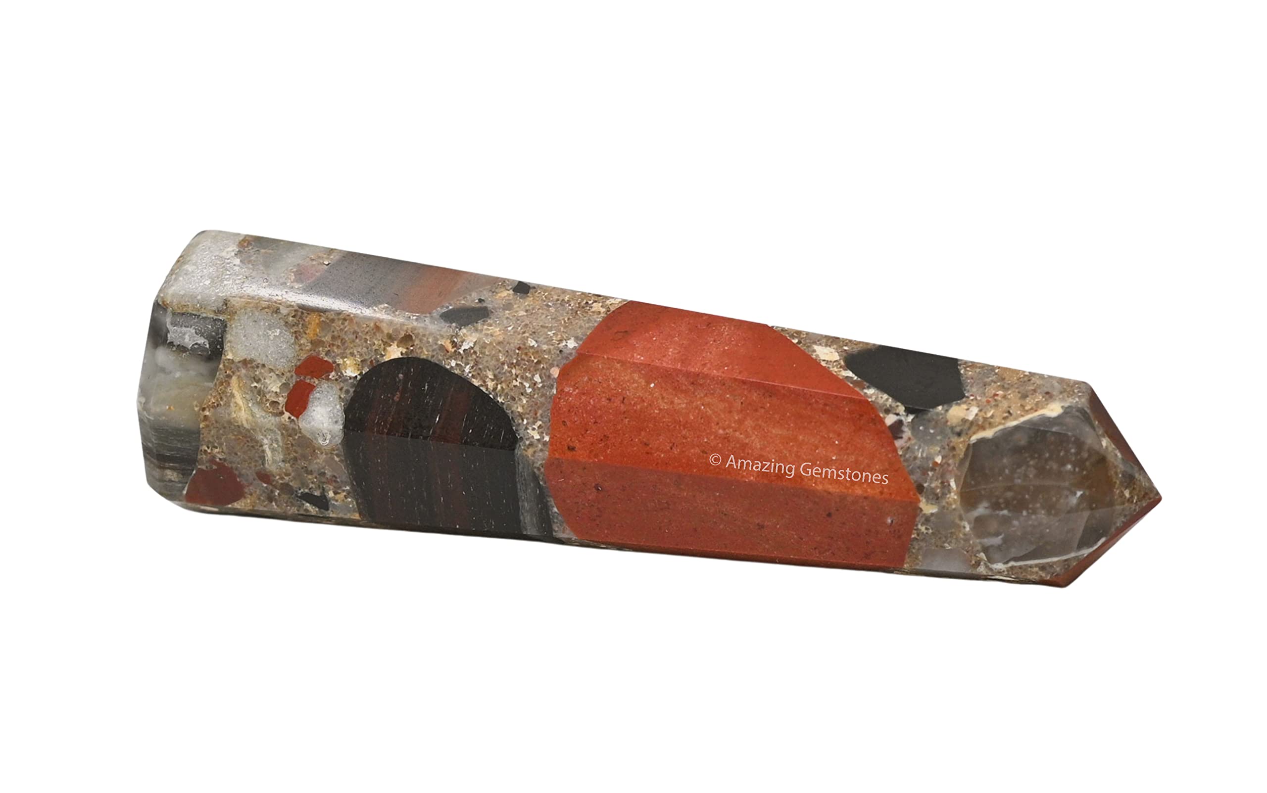 Amazing Gemstone varita cristal jaspe salpicado dirige energía y foco.