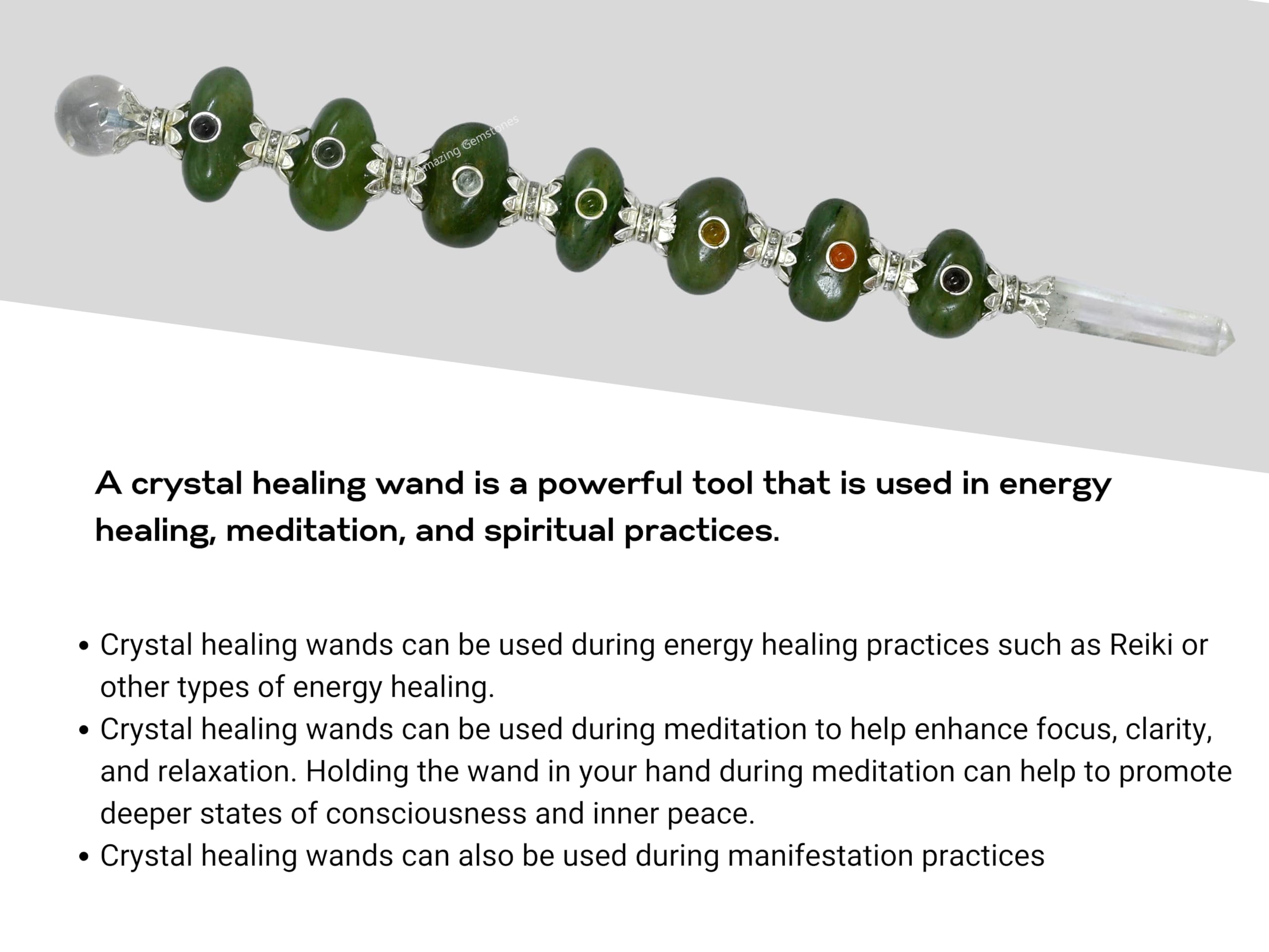 Amazing Gemstone varita de hechizos con aventurina verde y claridad mental