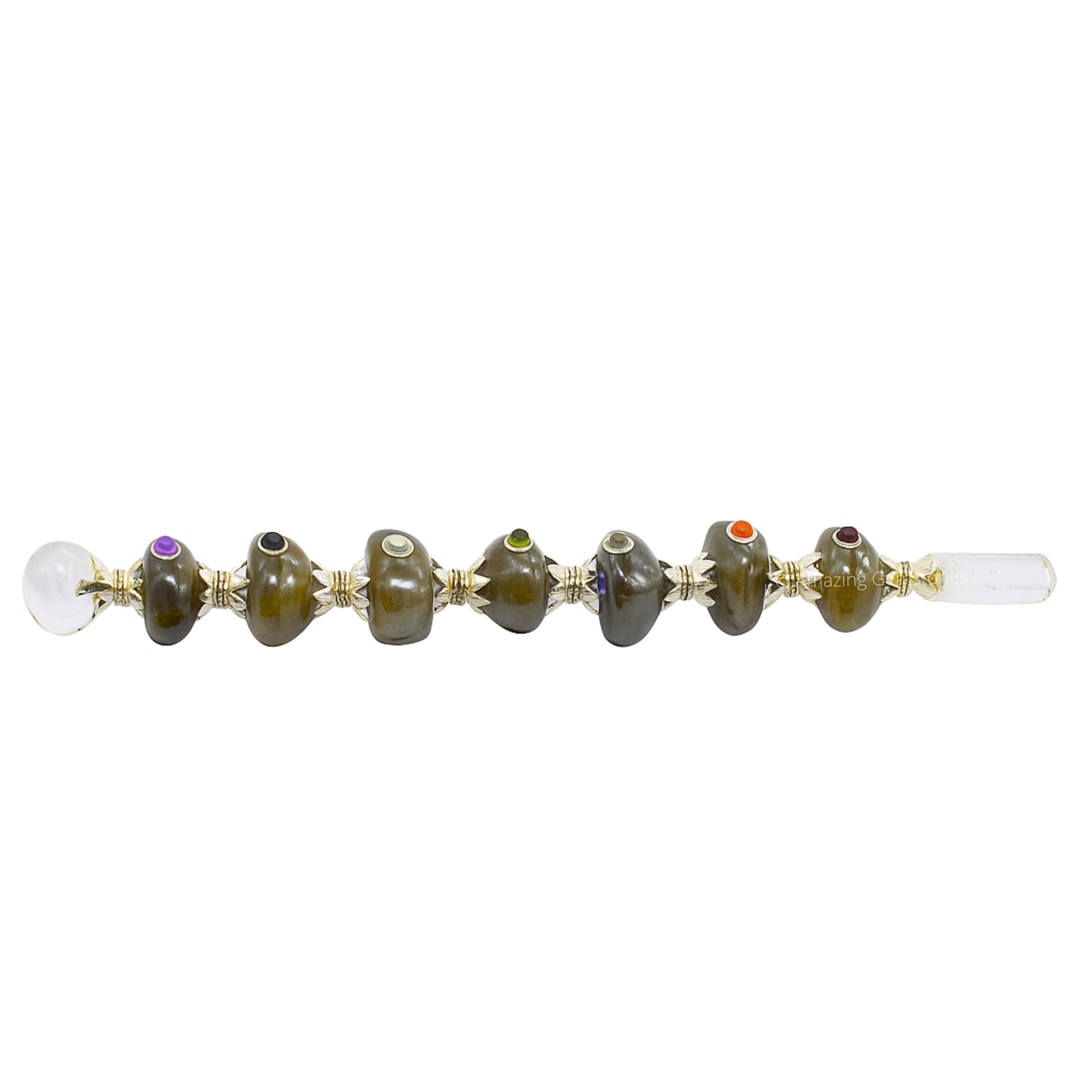 Amazing Gemstone varita labradorita con brillo irisado para relajación y equilibrio emocional.