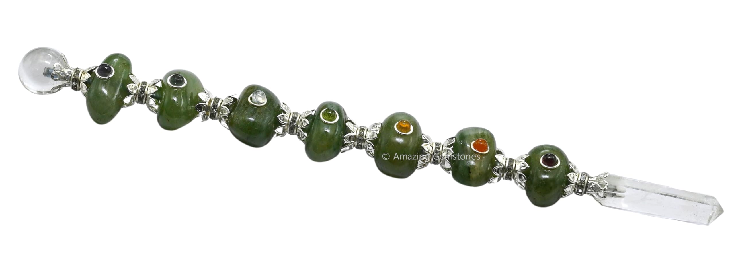Amazing Gemstone varita para meditación y yoga con cristal aventurina verde