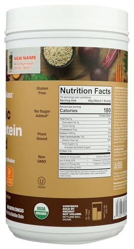 Amazing Grass Organic Plant Protein mezcla de ingredientes con verduras y proteínas