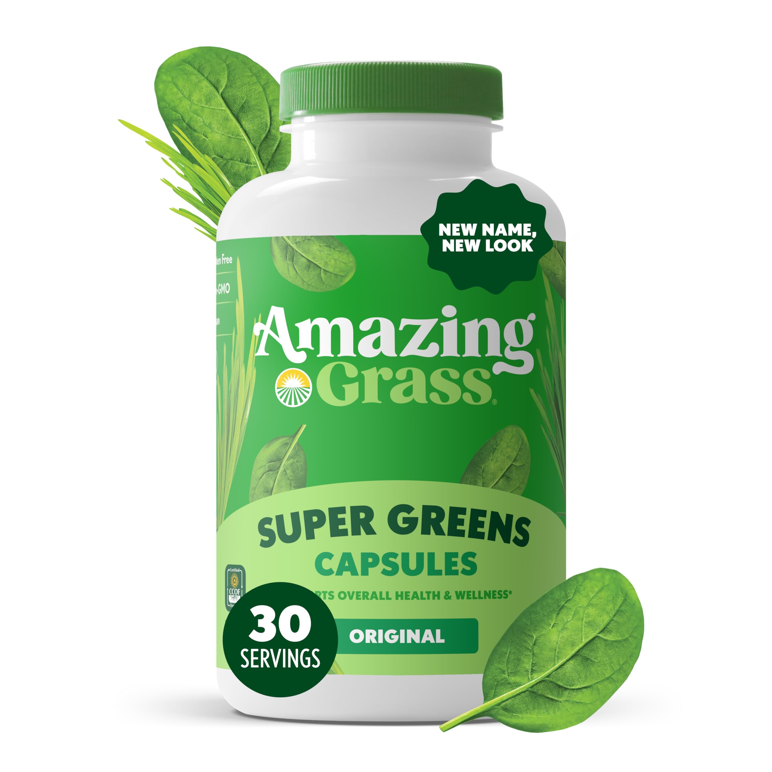 Amazing Grass spirulina orgánica en cápsulas, fuente vegetal de nutrientes.