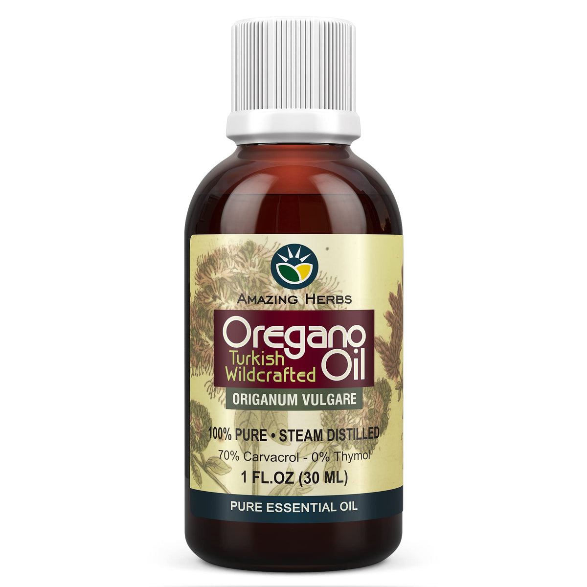 Botella de Amazing Herbs Aceite de Orégano 1 onza para apoyar la inmunidad.