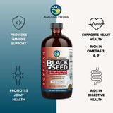 Etiqueta orgánica de Amazing Herbs para aceite de Semilla Negra Egipto.