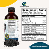 Amazing Herbs Aceite de Semilla Negra, origen orgánico, etiqueta informativa.