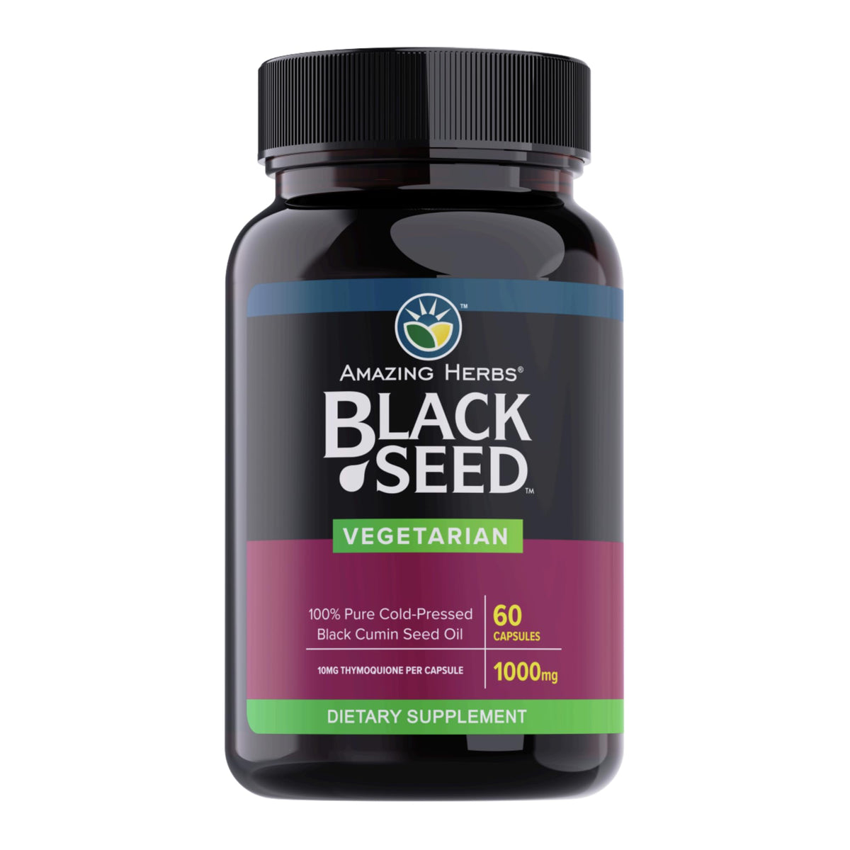 Amazing Herbs cápsulas de aceite de semilla negra, 1000 mg, para vitalidad diaria.