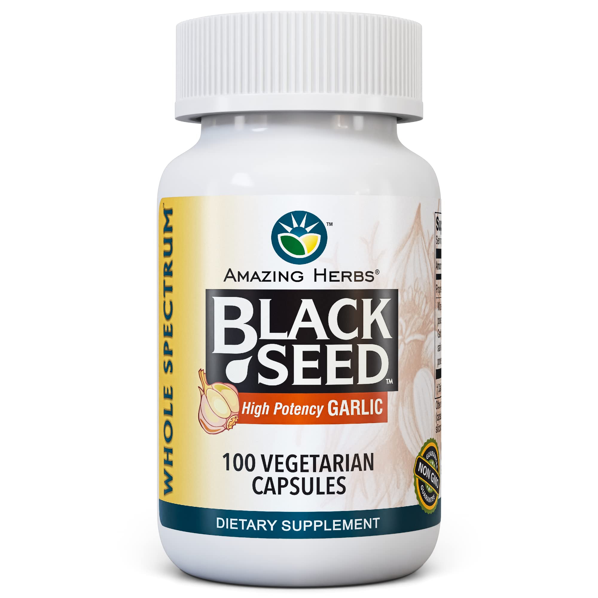 Amazing Herbs cápsulas semilla negra ajo de alta potencia para apoyo general de la salud