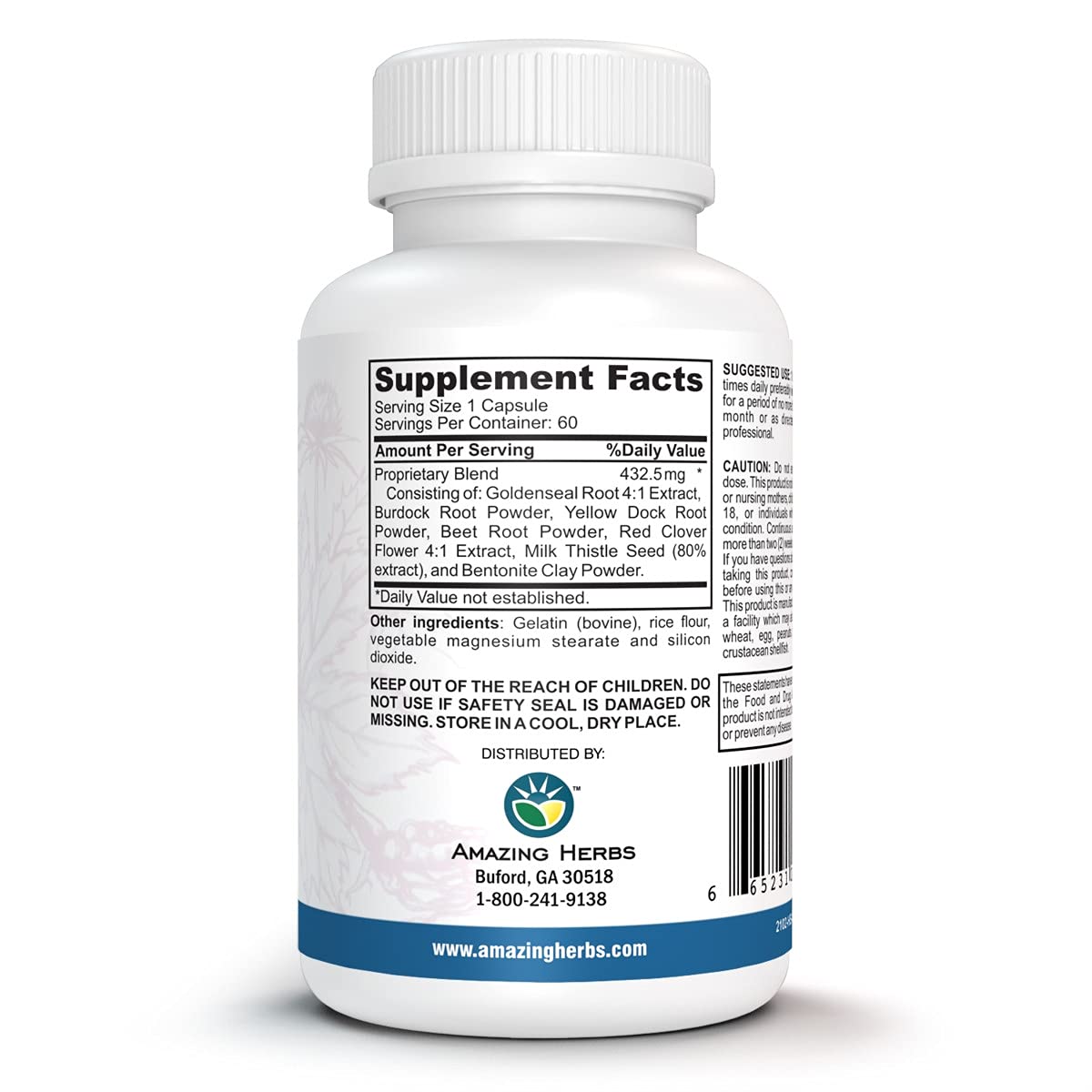 Detox/Flush de Amazing Herbs: cápsulas con agua, ideal para rituales de bienestar diario.