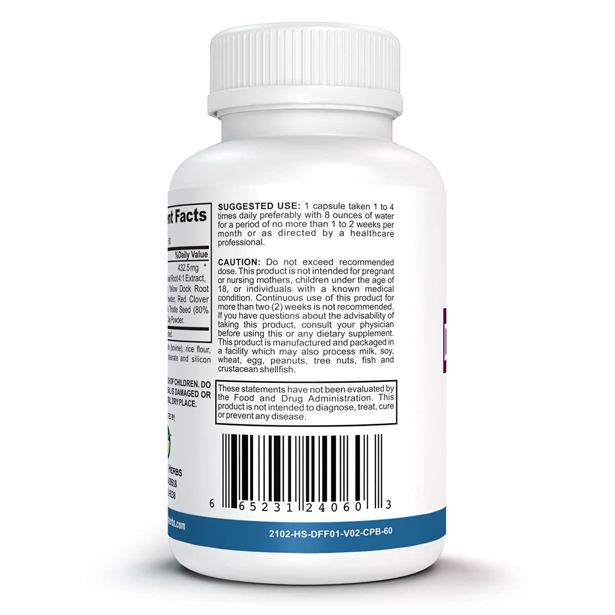Detox/Flush de Amazing Herbs: ingredientes clave visibles para un uso natural diario.
