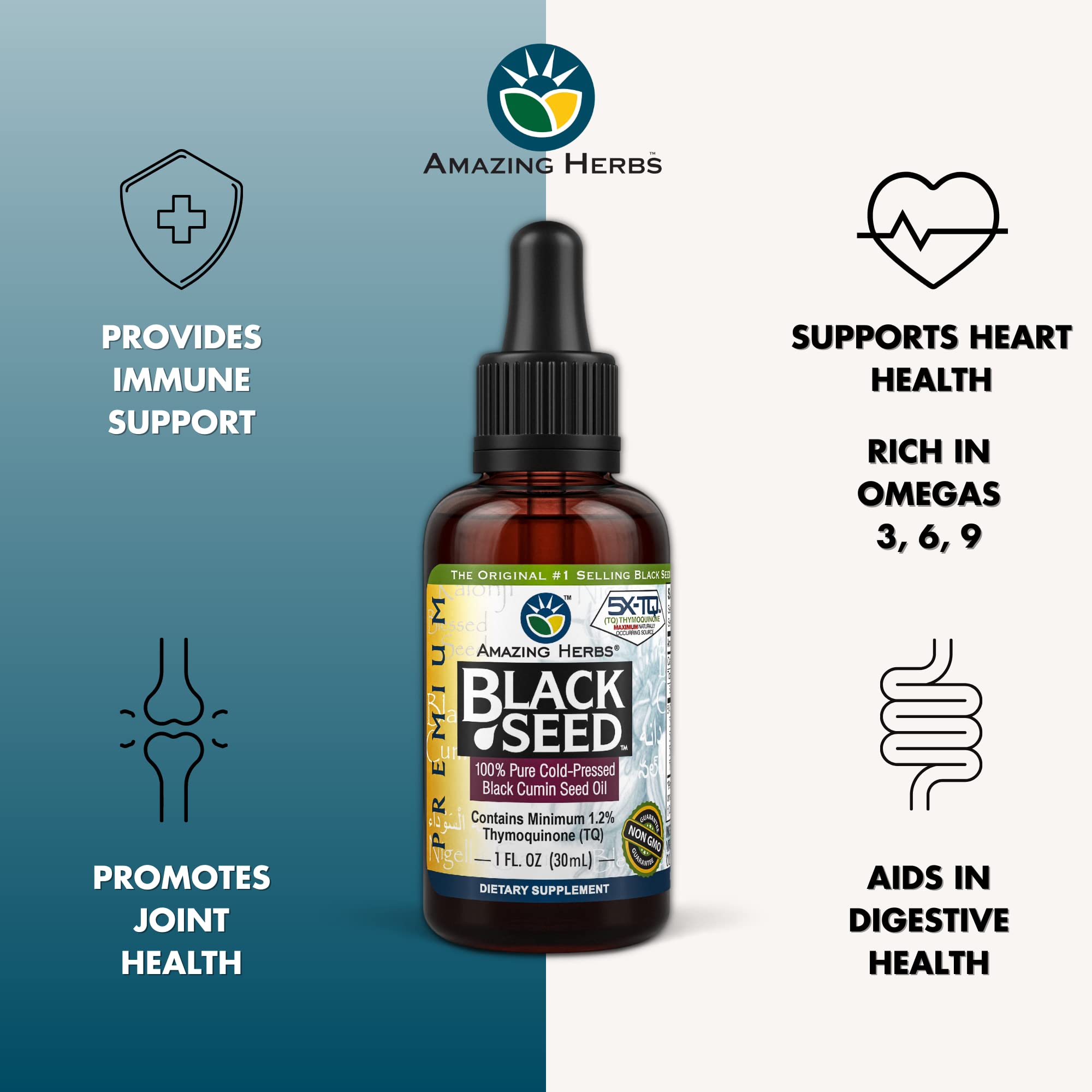 Etiqueta de Amazing Herbs con información de ingredientes orgánicos.
