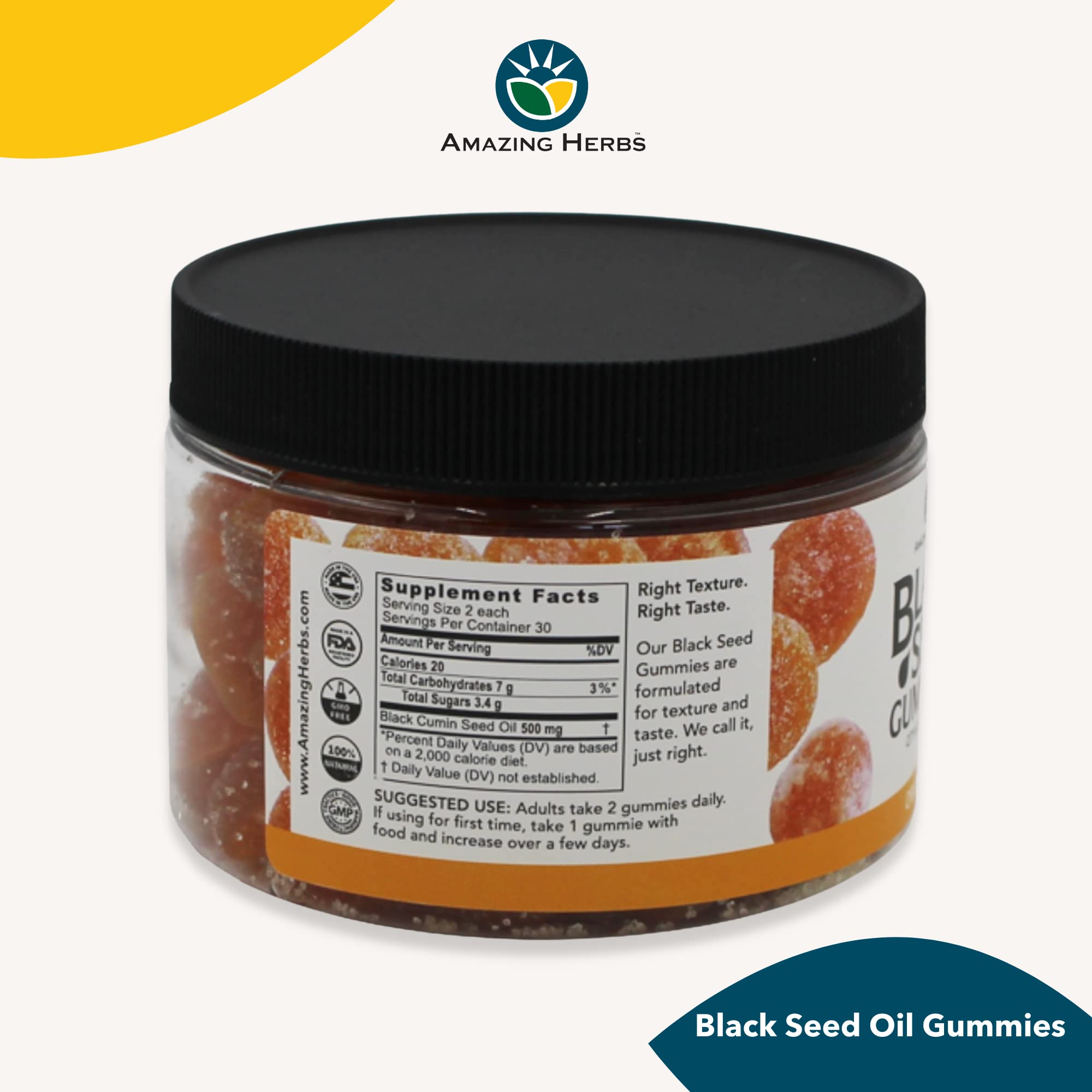 Amazing Herbs gomitas sabor naranja, textura suave para consumo diario y digestión equilibrada.