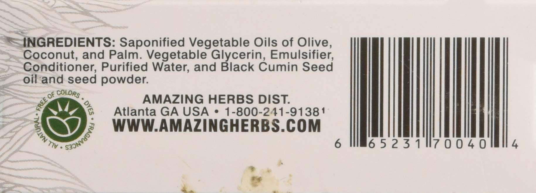 Amazing Herbs Jabón vegetal, barra de textura suave para ducha