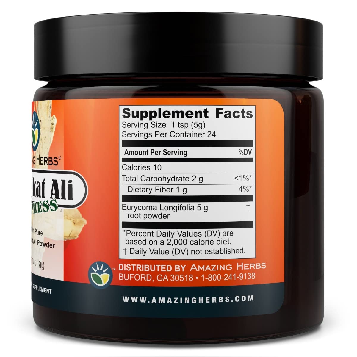 Mezcla de Tongkat Ali de Amazing Herbs para rendimiento físico.