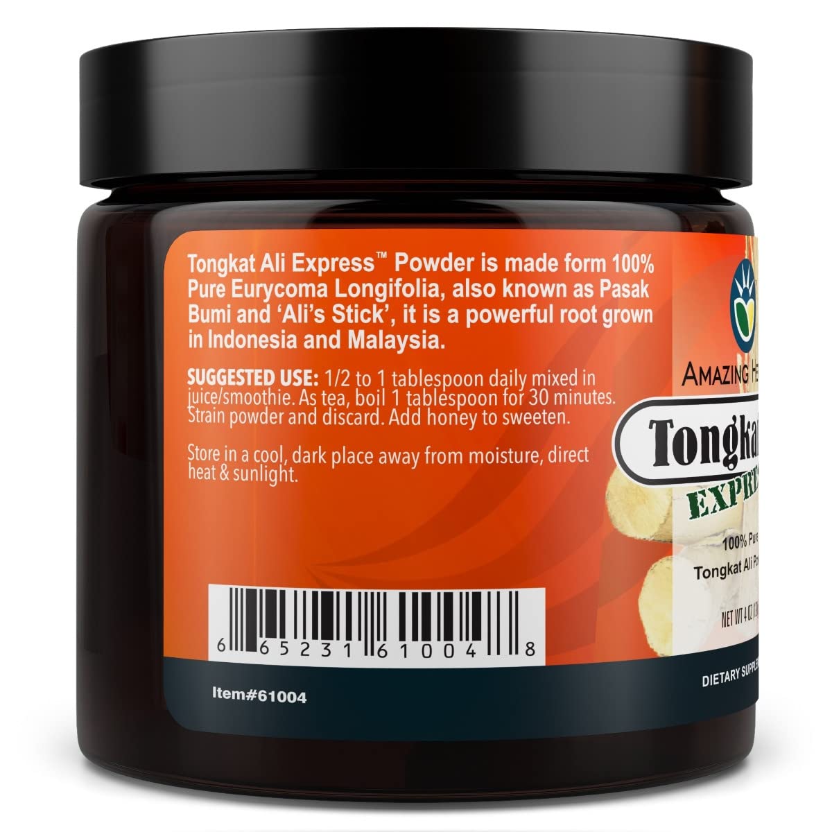 Dosis diaria de Amazing Herbs Tongkat Ali para uso cotidiano.