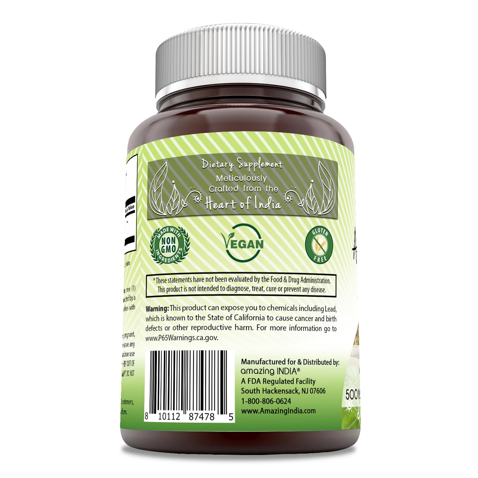 Etiqueta sin OGM y libre de gluten de Amazing India Ashwagandha Extract