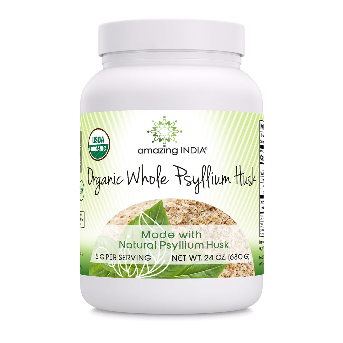 Amazing India polvo de psyllium, 5 g por porción, fibra para la rutina diaria