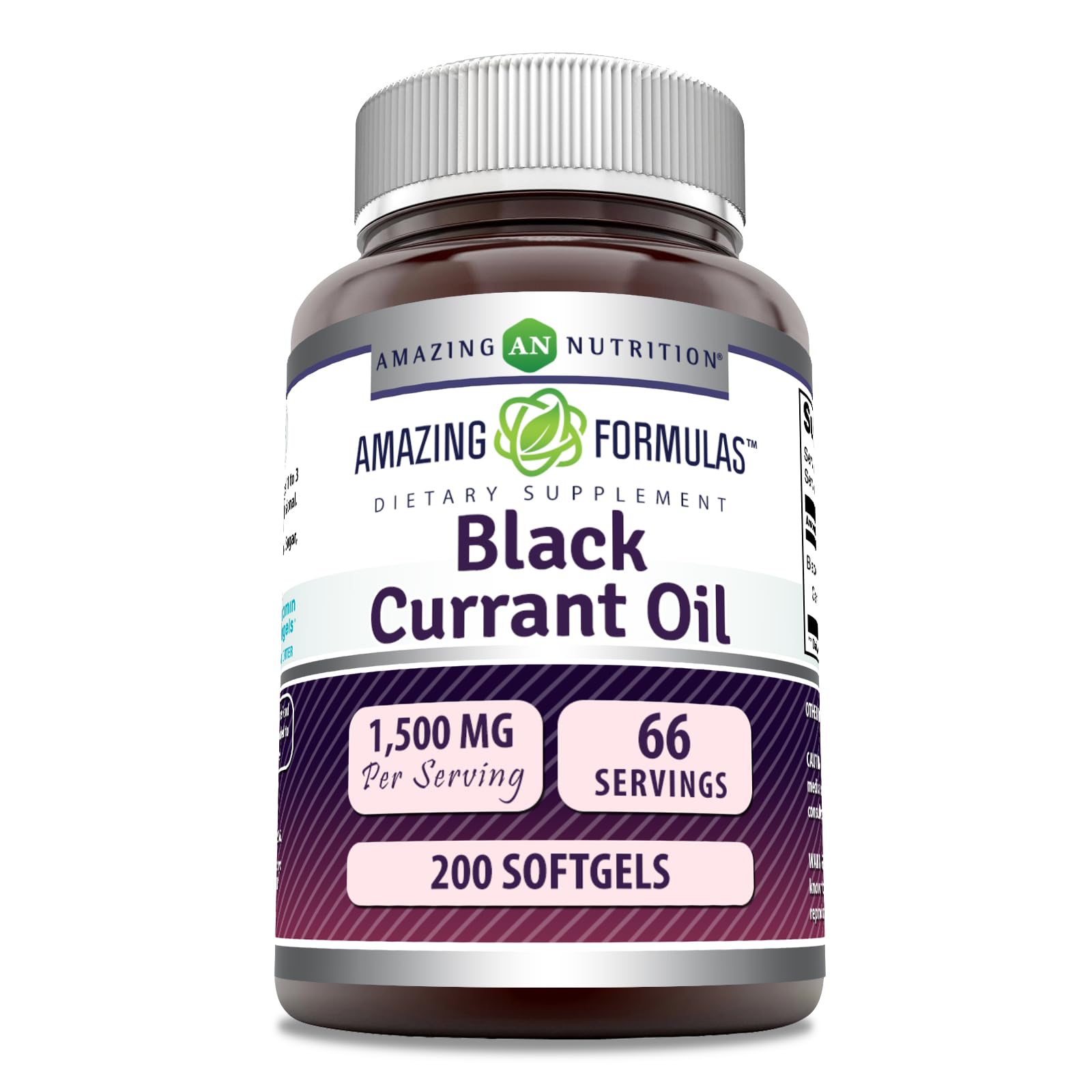 Amazing Nutrition aceite de grosella negra en botella, 1500 mg por porción para uso diario