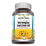 Amazing Nutrition Aceite de hígado de bacalao noruego 1250 mg en botella de limón para uso diario.