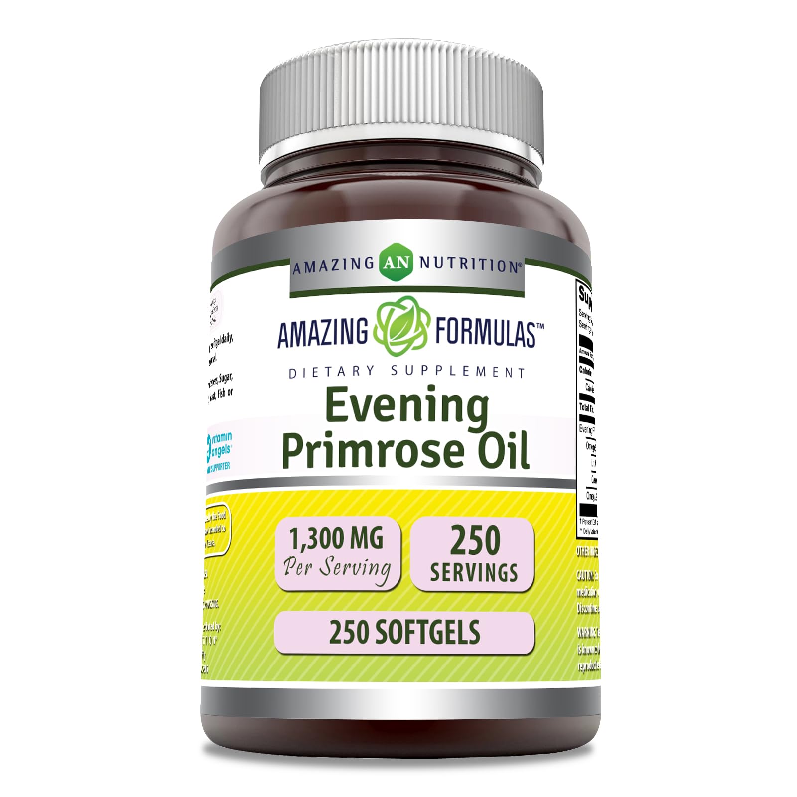 Botella de Amazing Nutrition Aceite de Onagra 1300 mg para uso diario.