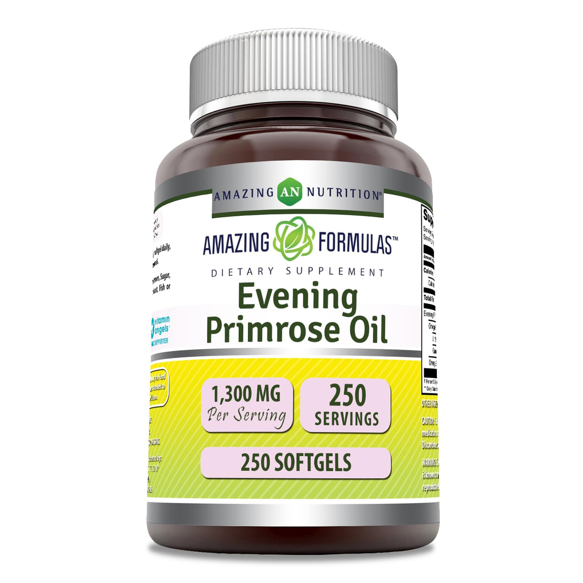 Botella de Amazing Nutrition Aceite de Onagra 1300 mg para uso diario.