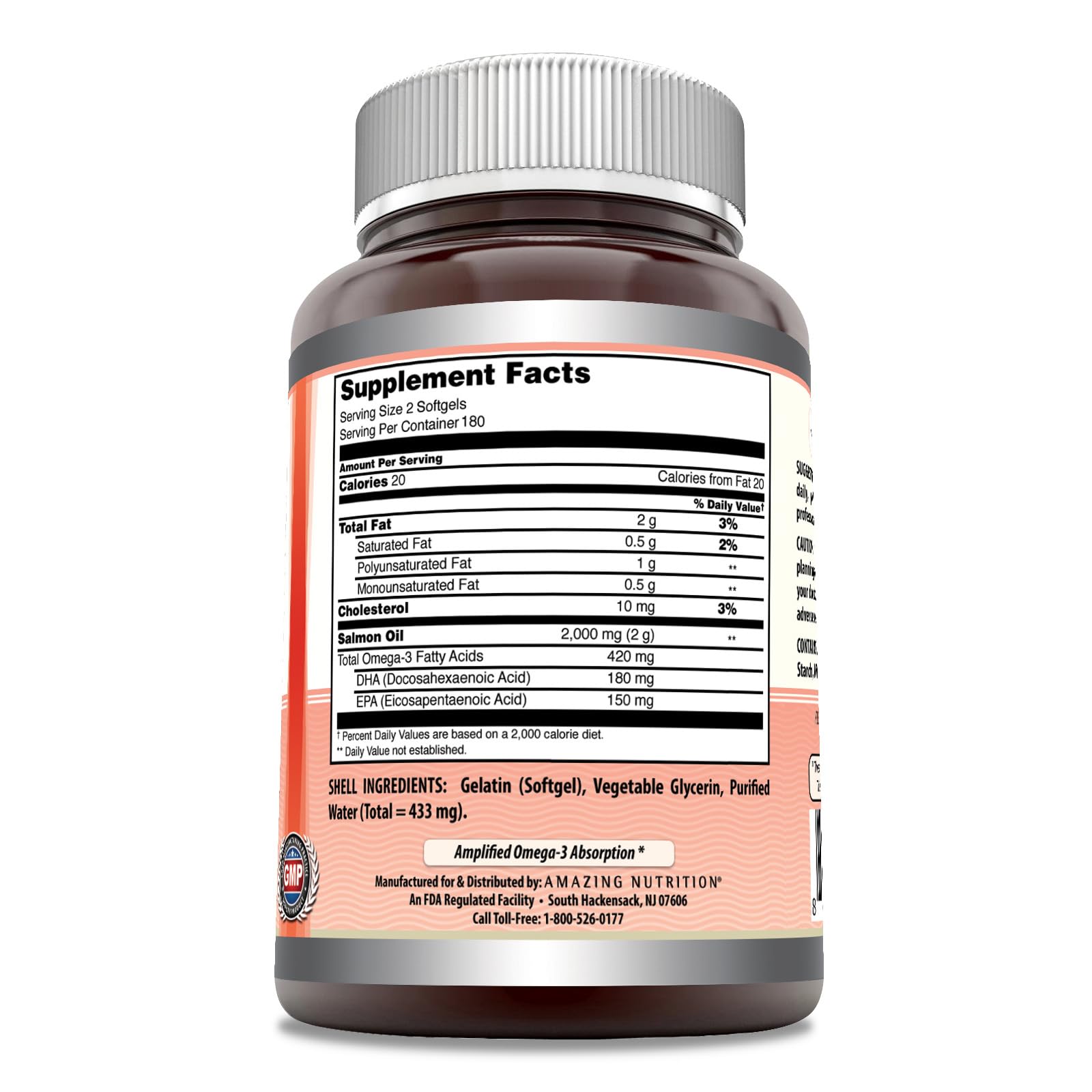 Cápsulas suaves de Amazing Nutrition, fácil ingesta con Omega-3 para uso diario.
