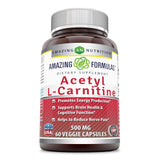 Amazing Nutrition acetil L-carnitina HCl, cápsulas vegetales en bote, energía sostenida