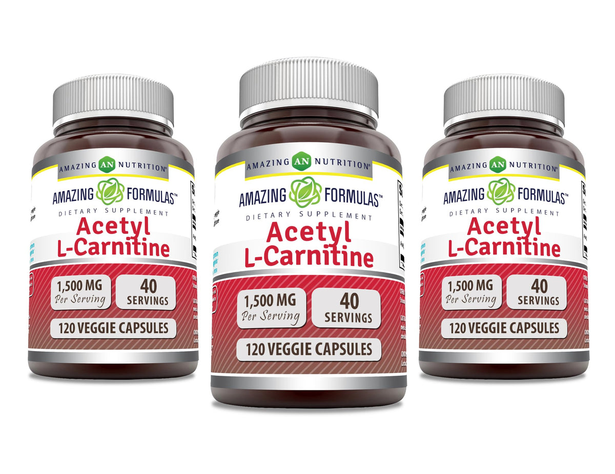 Amazing Nutrition Acetyl L-Carnitine 1500 mg, botella, posible impulso de energía diaria