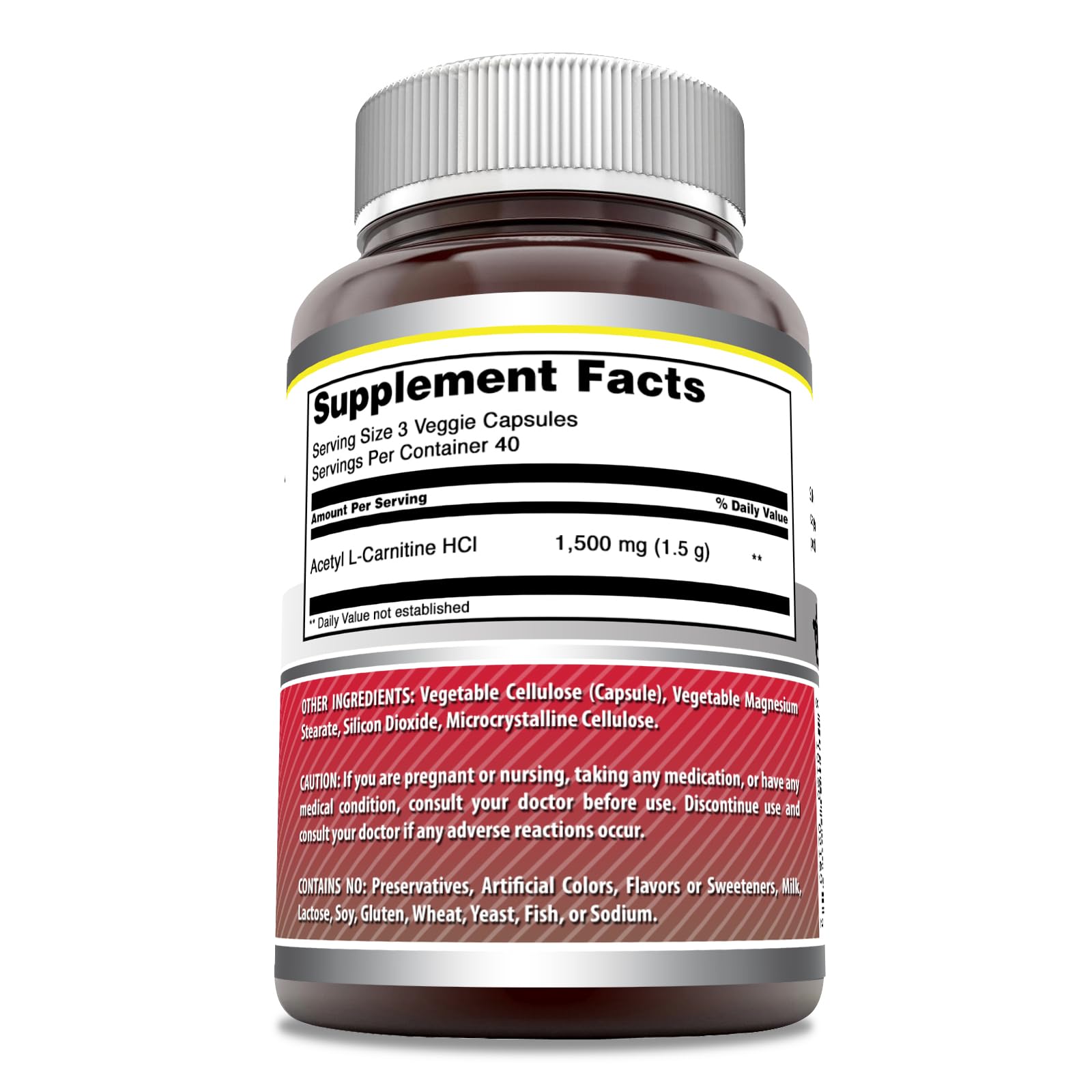 Amazing Nutrition Acetyl L-Carnitine 1500 mg, cápsulas vegetales, aptas para vegetarianos y sin gluten