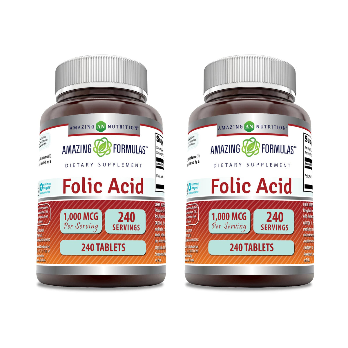 Amazing Nutrition: ácido fólico 1000 mcg en tabletas para apoyo diario de B9