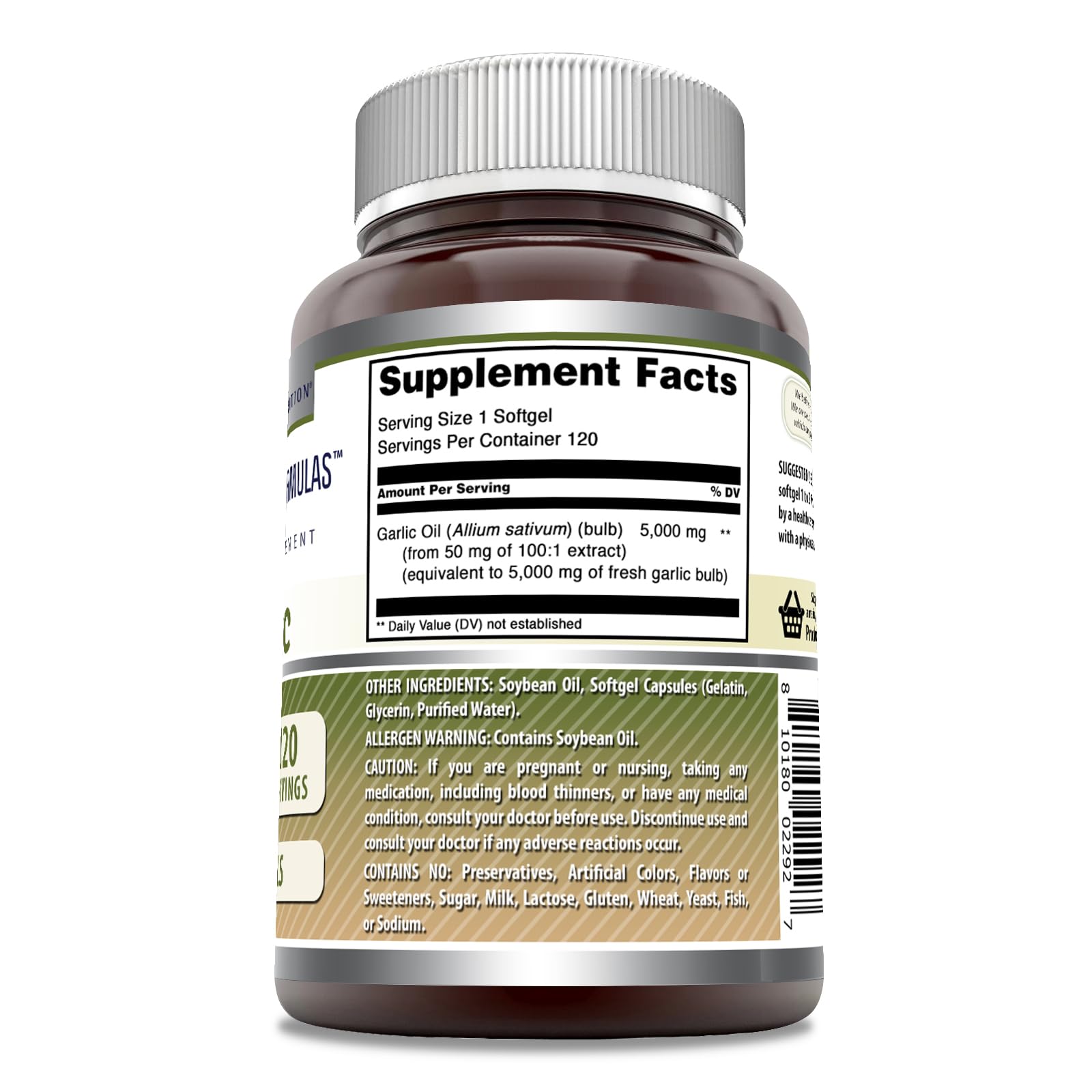 Amazing Nutrition Ajo softgels, 120 cápsulas, formato práctico para uso diario.