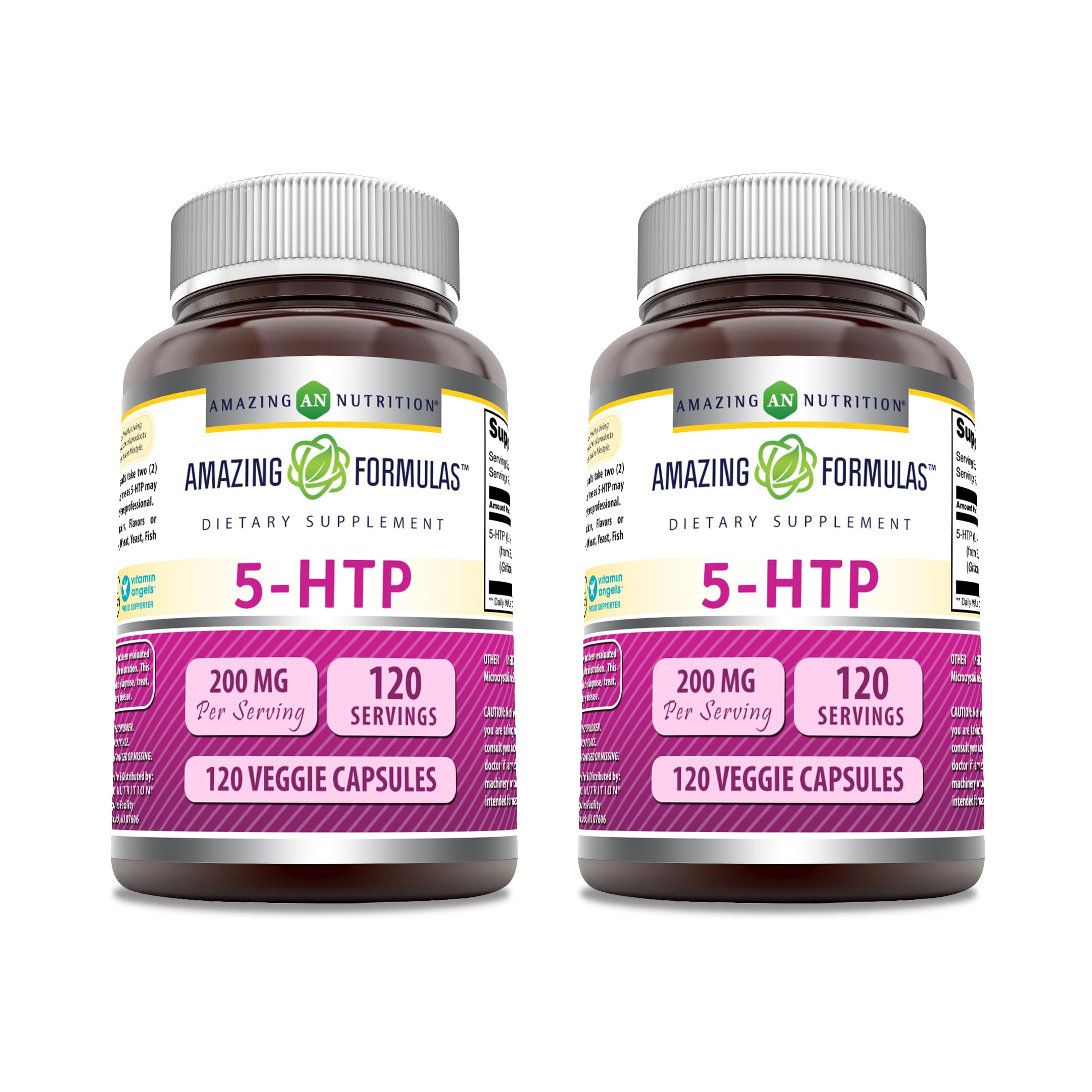 Botella de Amazing Formulas 5HTP para equilibrio diario.
