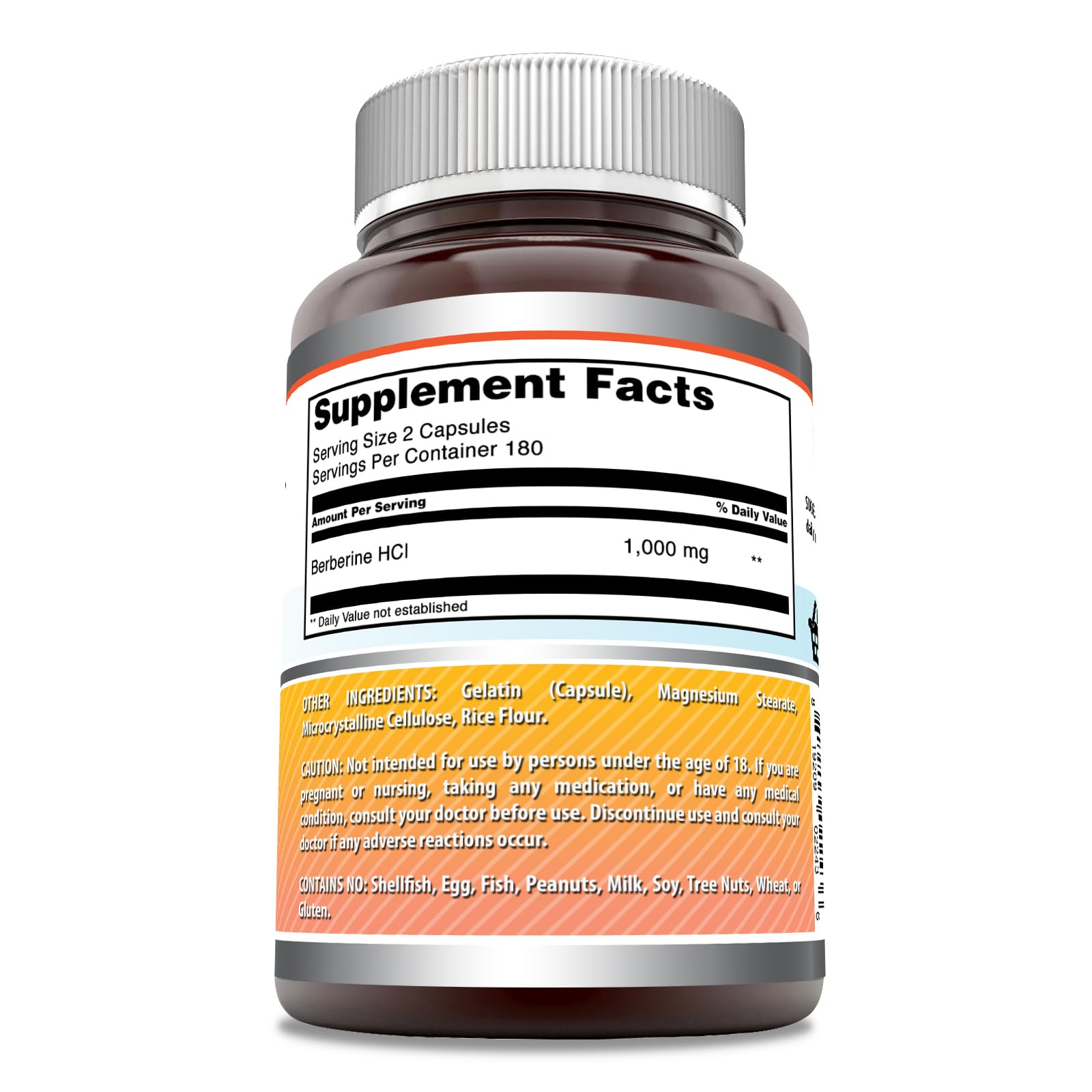 Amazing Nutrition Amazing Formulas Berberina 1000mg, botella y etiqueta con información clara.