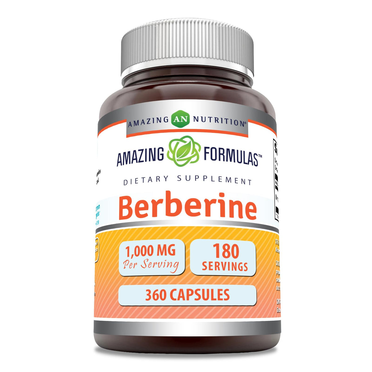 Amazing Nutrition Amazing Formulas Berberina 1000mg cápsulas, presentación diaria para apoyo metabólico.