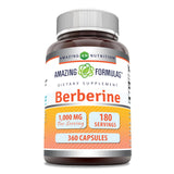 Amazing Nutrition Amazing Formulas Berberina 1000mg cápsulas, presentación diaria para apoyo metabólico.