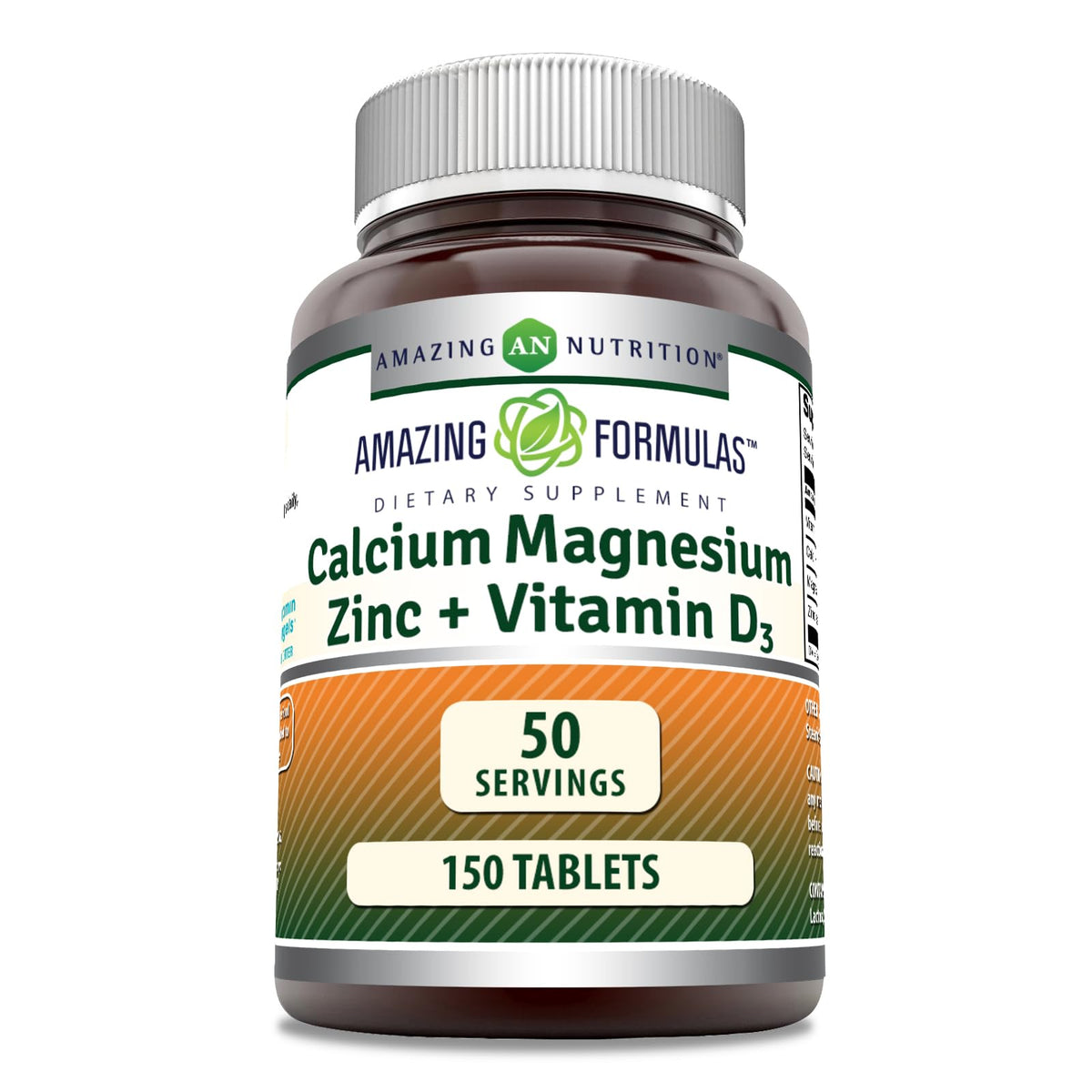 Amazing Formulas Calcium Magnesium Zinc D3: tabletas, apoyo diario para huesos.