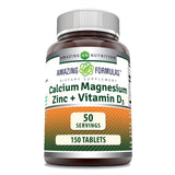 Amazing Formulas Calcium Magnesium Zinc D3: tabletas, apoyo diario para huesos.