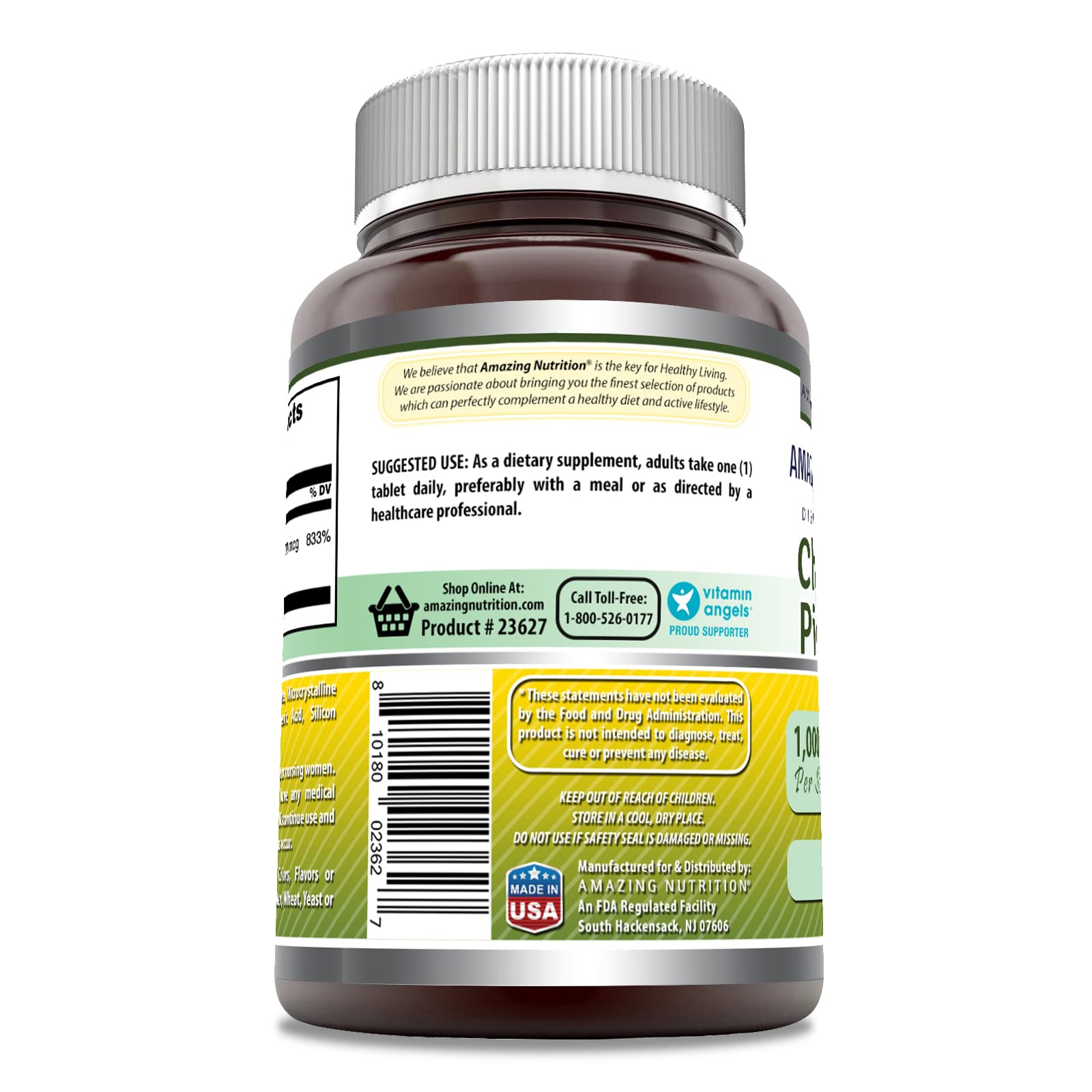 Etiqueta cercana de Amazing Formulas Chromium Picolinate 1000 mcg.